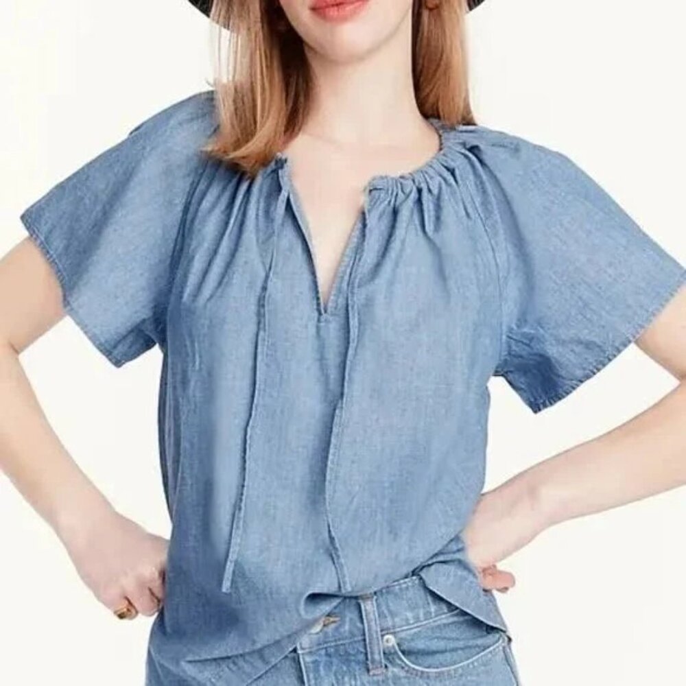 J. Crew Short Sleeve Chambray Top (size S)